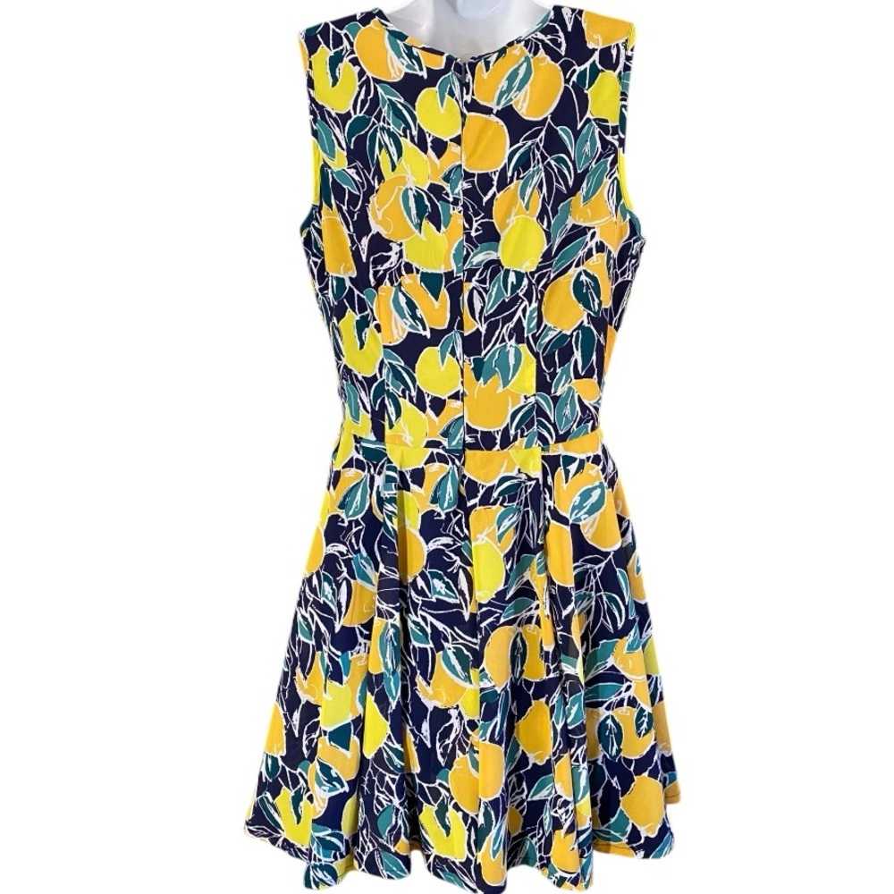 Maison Jules Lemon Print Fit & Flare Dress Cottagecore Retro Style Fruit Citrus - Picture 8 of 12